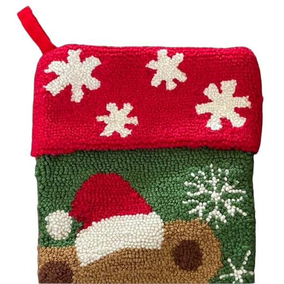 Teddy Bear Holding Present Christmas Stocking 17.5" L x 8" W Red, Green, Brown - Picture 2 of 6